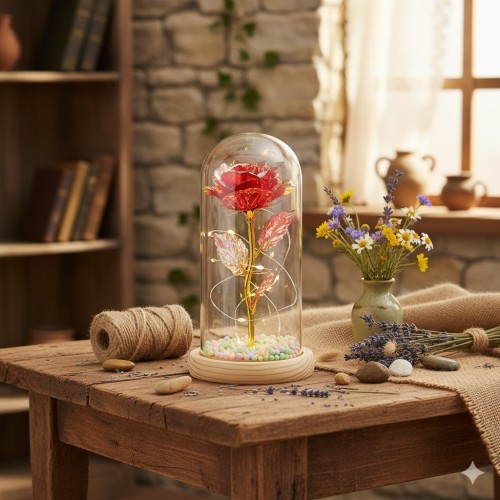 Czerwona Róża w Kloszu LED – symbol miłości, która nigdy nie więdnie