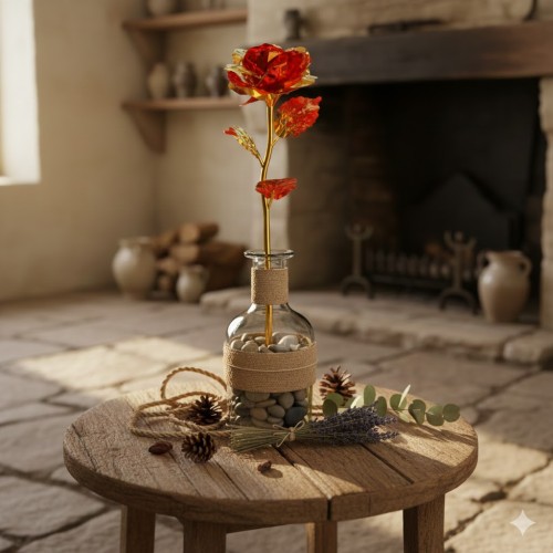 Wieczna złota róża Gold Rose 24 cm – czerwono-złota pamiątka miłości