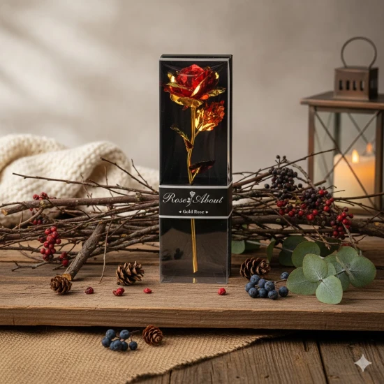 Wieczna złota róża Gold Rose 24 cm – czerwono-złota pamiątka miłości