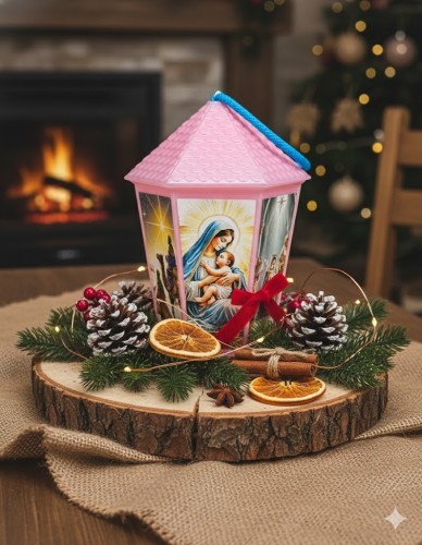 Lampion plastikowy LED na Roraty – różowy, zmieniający kolory