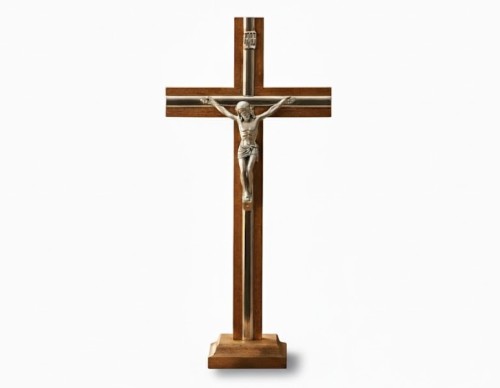 Krzyż drewniany stojący, klasyczny - Brązowe Drewno
