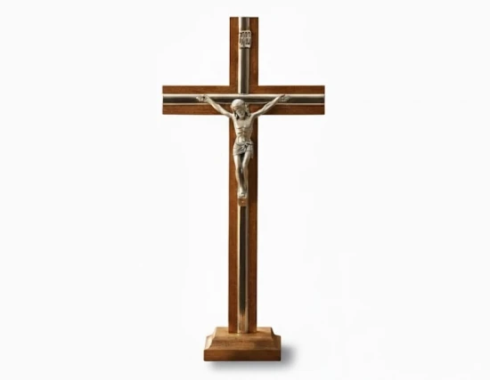 Krzyż drewniany stojący, klasyczny - Brązowe Drewno