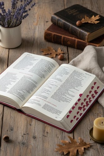 Biblia dla kobiet malinowa z paginatorami – Pismo Święte