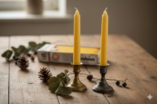Świeczki stołowe żółte 17 cm – 2 sztuki