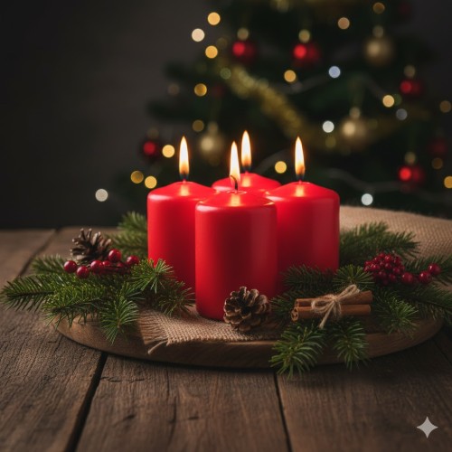 Świece czerwone walec 6 cm – zestaw 4 sztuki