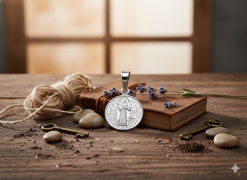 Medalion Benedyktyński srebrny – próba 925,