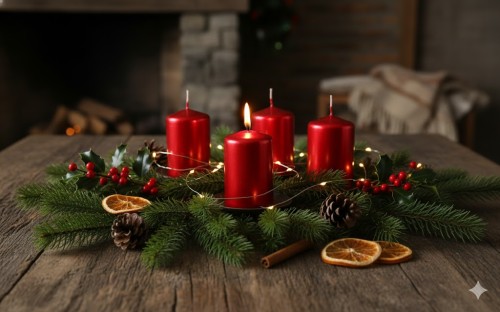 Świeca walec CZERWONY METALIK - wys. 6cm