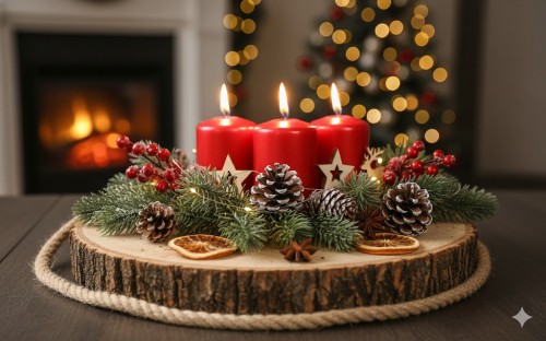 Świeca walec CZERWONY METALIK