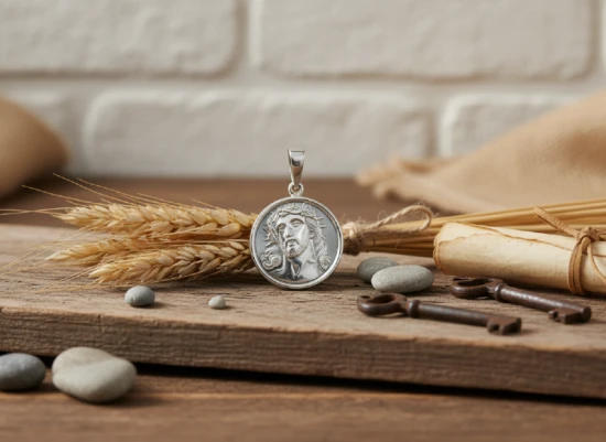 Medalik srebrny „Jezus Chrystus z koroną cierniową” pr. 925 – waga 3,8 g
