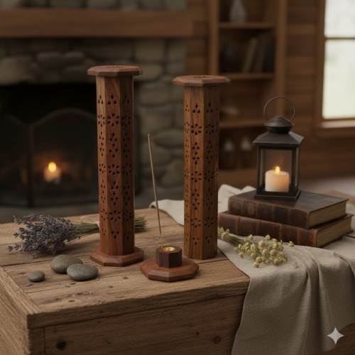 Palisandrowe pudełko na kadzidła – elegancka drewniana podstawka