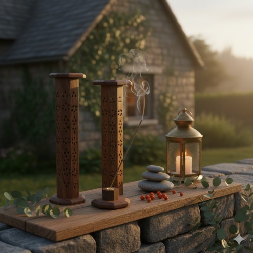 Palisandrowe pudełko na kadzidła – elegancka drewniana podstawka