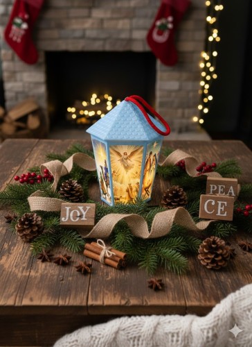 Lampion plastikowy LED na Roraty – niebieski