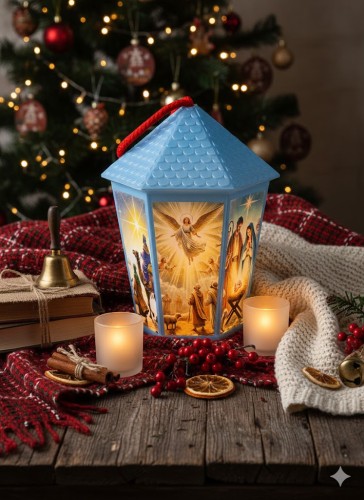 Lampion plastikowy LED na Roraty – niebieski