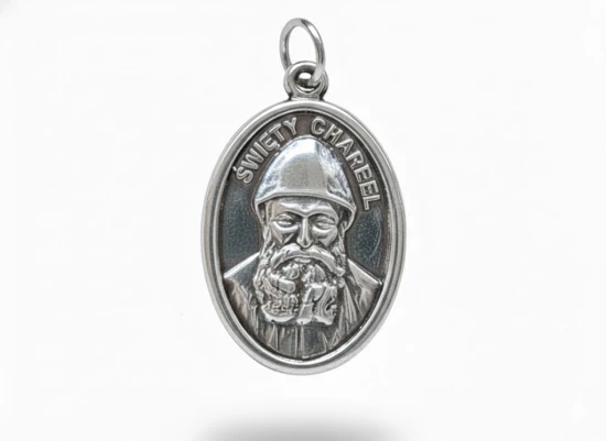 Medalik srebrny Święty Charbel – próba 925, dwustronny, 2,8 g