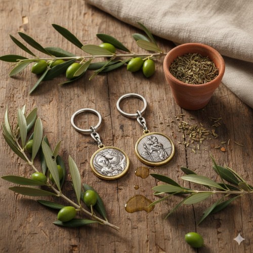 Brelok Święta Rodzina / św. Krzysztof – dwustronny