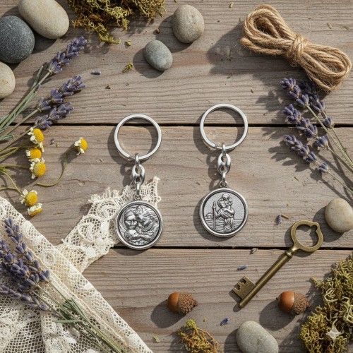 Brelok Święta Rodzina / św. Krzysztof – dwustronny