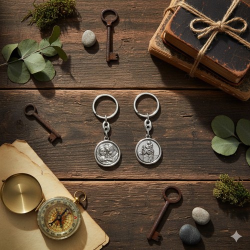 Brelok Święta Rodzina / św. Krzysztof – dwustronny