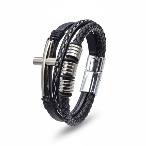 Bransoletka skórzana z krzyżem – prezent religijny dla mężczyzny