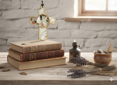 Krzyż religijny 15 cm z miejscem do zawieszenia, idealny do pokoju dziecka