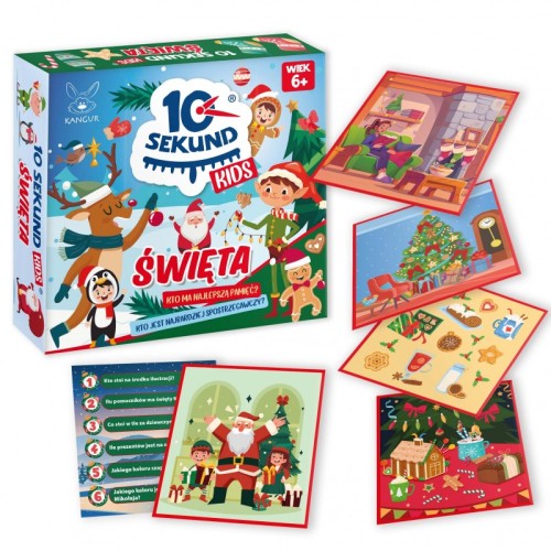 Karty do gry „10 Sekund KIDS” z zimowymi obrazkami rozwijającymi pamięć i spostrzegawczość.