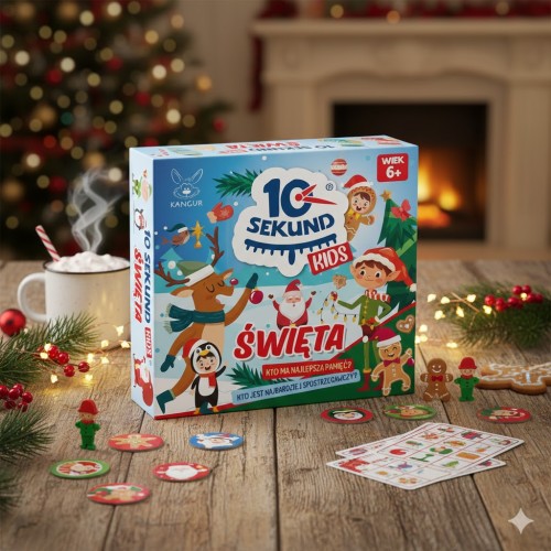 Karty do gry „10 Sekund KIDS” z zimowymi obrazkami rozwijającymi pamięć i spostrzegawczość.