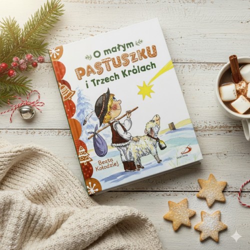 Okładka książeczki „O małym pastuszku i Trzech Królach” z ilustracją betlejemskiej sceny.