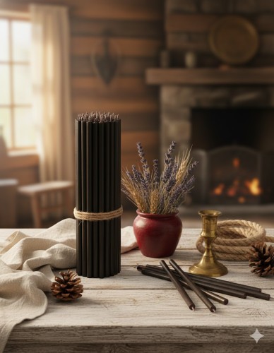 Czarne świece cerkiewne z wosku pszczelego przeznaczone do modlitwy i nabożeństw