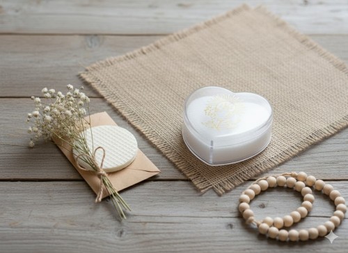 Pudełko na różaniec IHS w aranżacji komunijnej