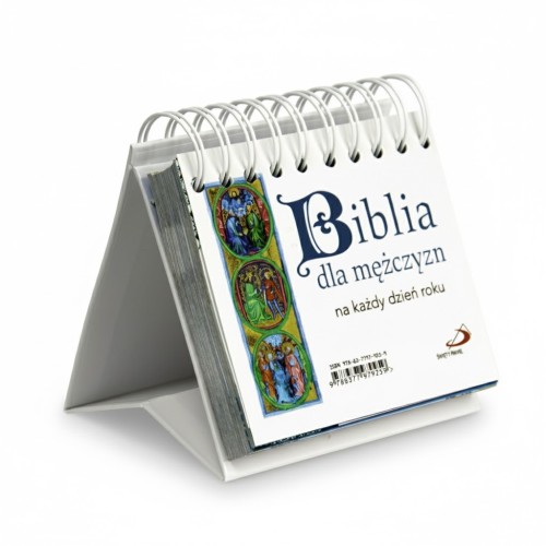 Okładka codziennika „Biblia dla mężczyzn na każdy dzień roku” w męskiej, minimalistycznej stylistyce.