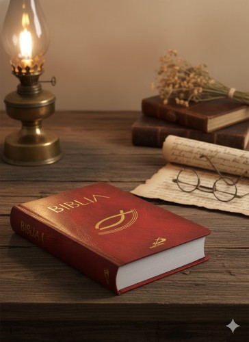 Złocony napis „Biblia” prezentujący wysoką jakość wykonania i klasyczną stylistykę.
