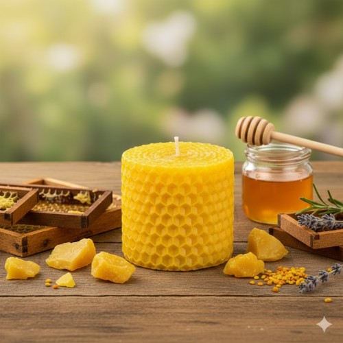 Każda świeca jest ręcznie zwijana z delikatnej węzy pszczelej, dzięki czemu każda sztuka jest unikatowa i w pełni ekologiczna.