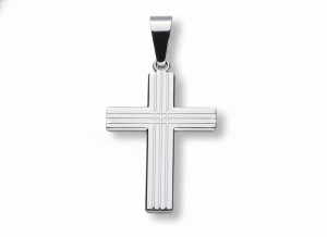 Krzyżyk srebrny klasyczny z liniowym zdobieniem, próba 925, 2,1 g