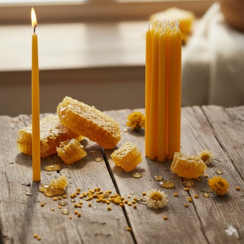 Ciepłe, delikatne światło świec idealnie podkreśla kolorystykę ikon, tworząc atmosferę ciszy, modlitwy i duchowej obecności.