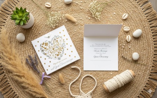 Drobne koraliki, staranne zdobienia i wysoka jakość wykonania sprawiają, że karnet wyróżnia się spośród tradycyjnych kartek okolicznościowych.