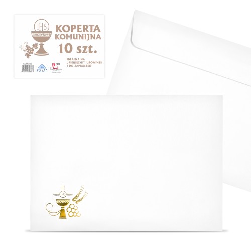 Koperta Komunijna złoconymi elementami graficznymi 10 sztuk