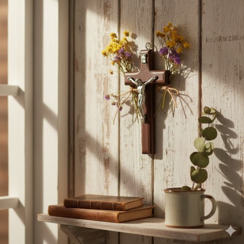 Solidny, metalowy wizerunek Chrystusa podkreśla duchowy wymiar i nadaje krzyżykowi elegancji.