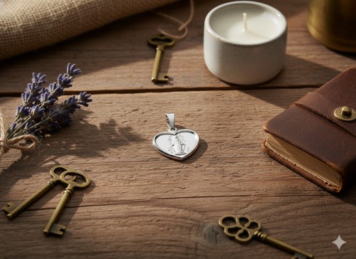 Medalik srebrny – Serce Matki Bożej Niepokalanej,