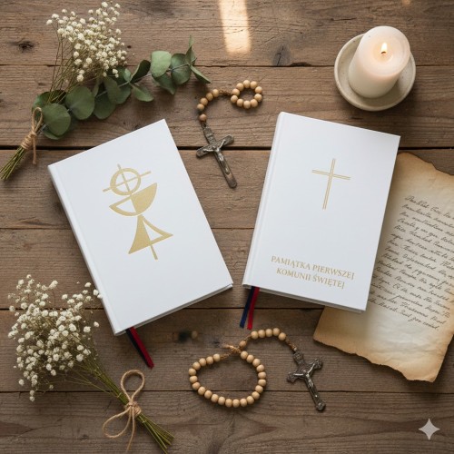 Okładka na modlitewnik biała – Droga do Nieba, Pamiątka I Komunii