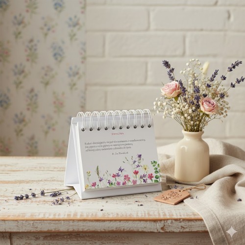 Eleganckie wykonanie – spiralowana oprawa z subtelnymi grafikami.