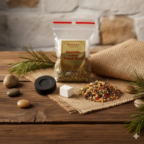 Kompletny zestaw – kadzidło, kreda i węgielek.