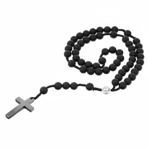 Różaniec z kamieni szlachetnych Onyks czarny matowy – 8 mm