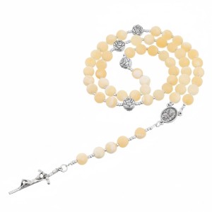 Różaniec z kamieni szlachetnych – Nefryt Bursztynowy