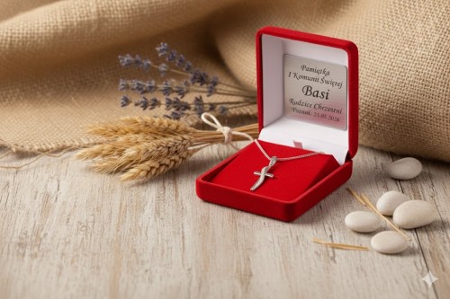 Krzyż na łańcuszku – harmonijne połączenie krzyża i srebrnego splotu.