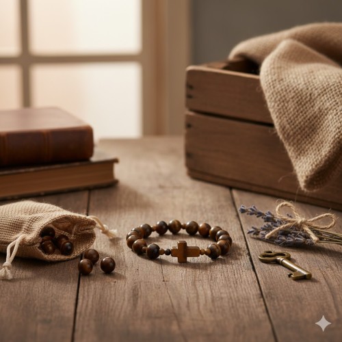 Forma dziesiątka różańca Dyskretna modlitwa na rękę, idealna do codziennego noszenia.