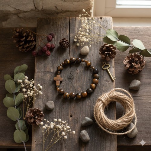 Forma dziesiątka różańca Dyskretna modlitwa na rękę, idealna do codziennego noszenia.