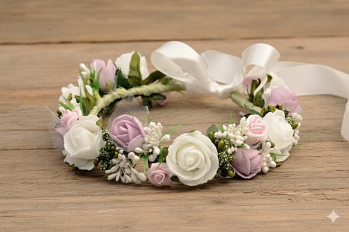 Satynowa wstążka umożliwia stabilne i estetyczne dopasowanie.