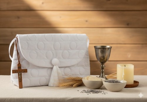 Ozdobny biały chwost jako centralny akcent dekoracyjny.