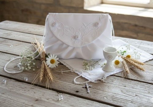 Klasyczna kopertówka w czystej bieli.