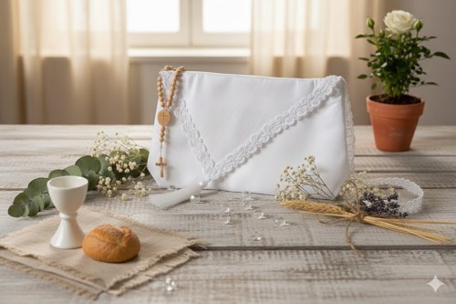 Klasyczna kopertówka w czystej bieli.