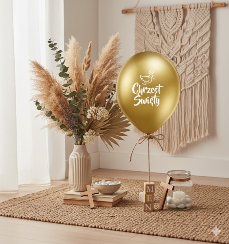 Balon o średnicy 30 cm do dekoracji uroczystości chrztu